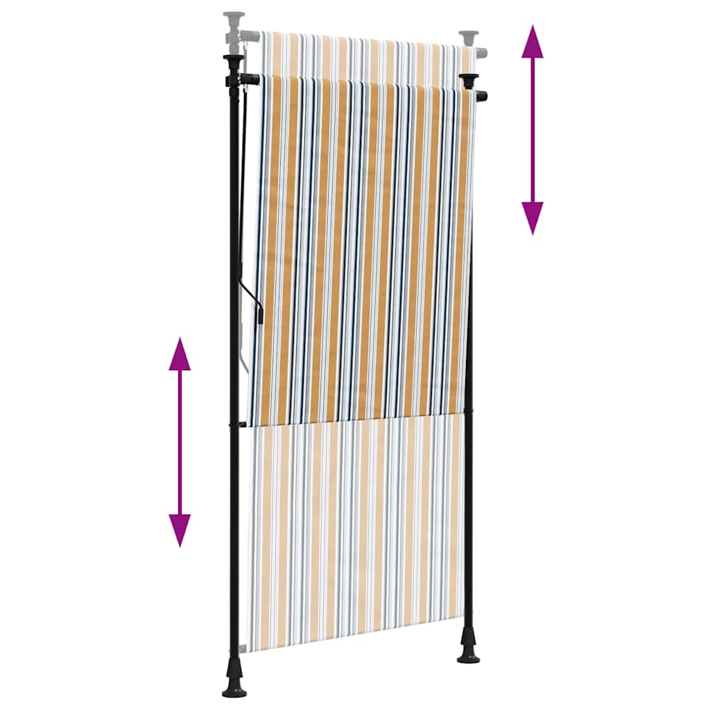 vidaXL Outdoor Roller Blind Yellow and White 100x270 cm Fabric&Steel