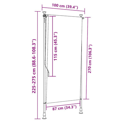 vidaXL Outdoor Roller Blind Yellow and White 100x270 cm Fabric&Steel