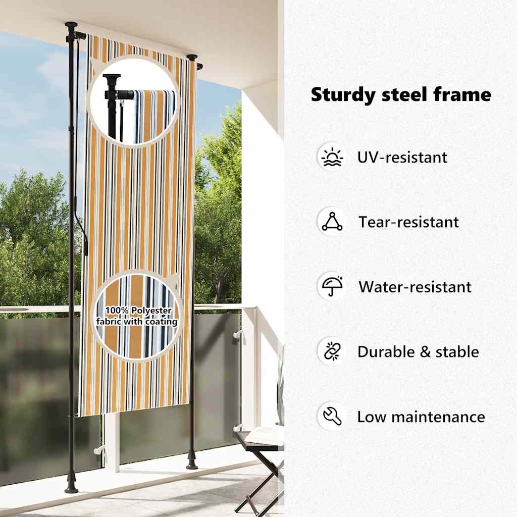 vidaXL Outdoor Roller Blind Yellow and White 100x270 cm Fabric&Steel