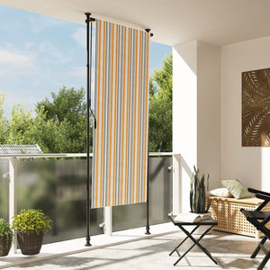 vidaXL Outdoor Roller Blind Yellow and White 100x270 cm Fabric&Steel