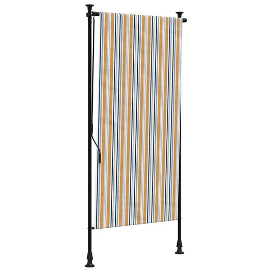 vidaXL Outdoor Roller Blind Yellow and White 120x270 cm Fabric&Steel