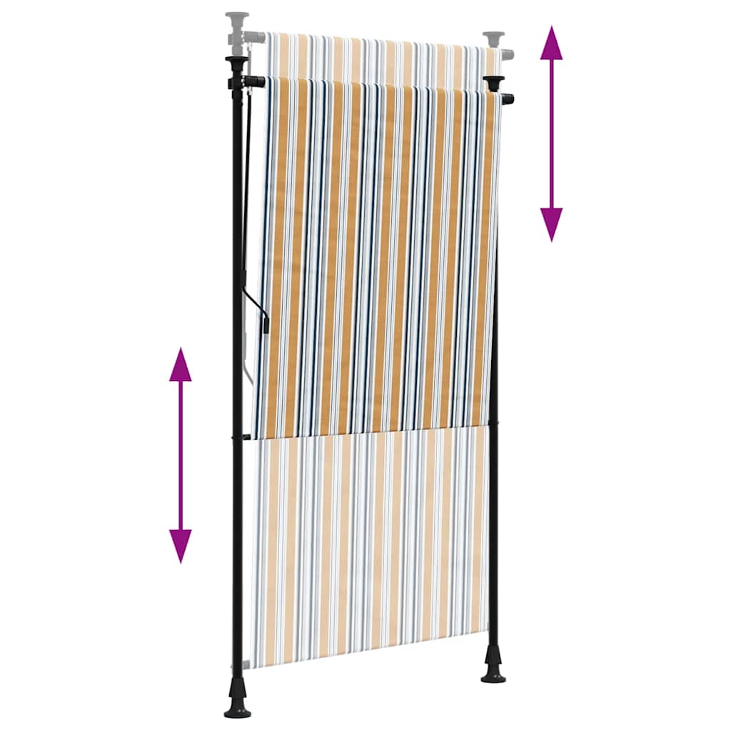 vidaXL Outdoor Roller Blind Yellow and White 120x270 cm Fabric&Steel