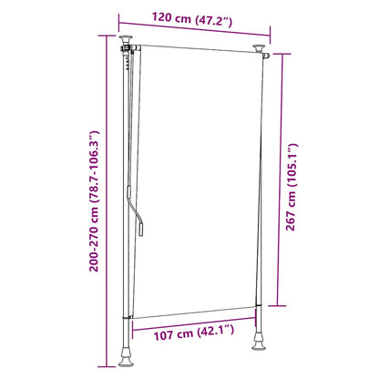 vidaXL Outdoor Roller Blind Yellow and White 120x270 cm Fabric&Steel