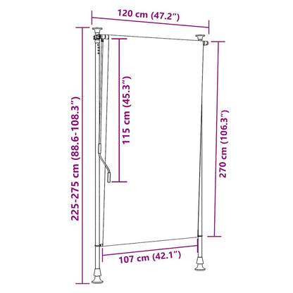 vidaXL Outdoor Roller Blind Yellow and White 120x270 cm Fabric&Steel