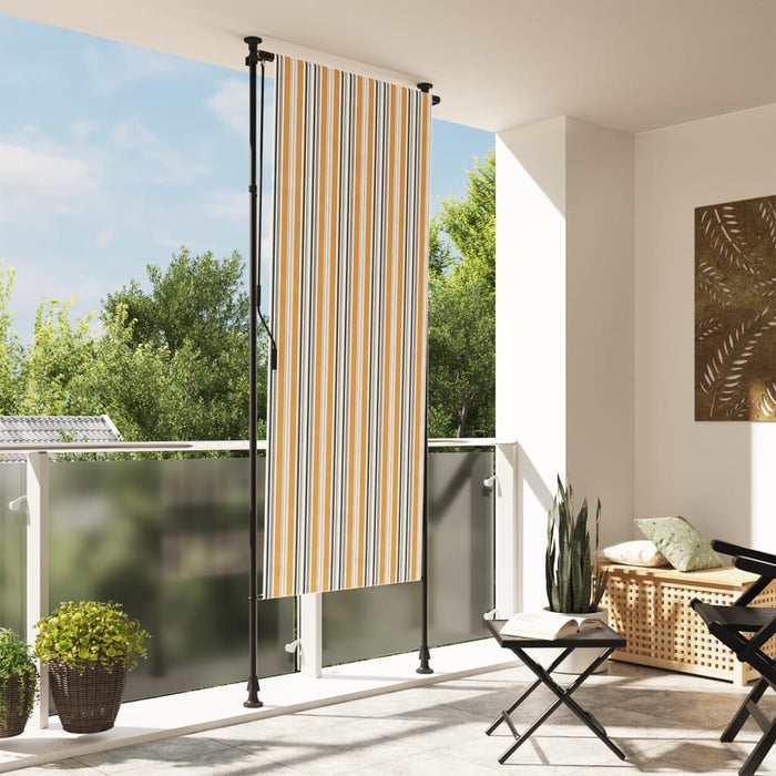 vidaXL Outdoor Roller Blind Yellow and White 120x270 cm Fabric&Steel