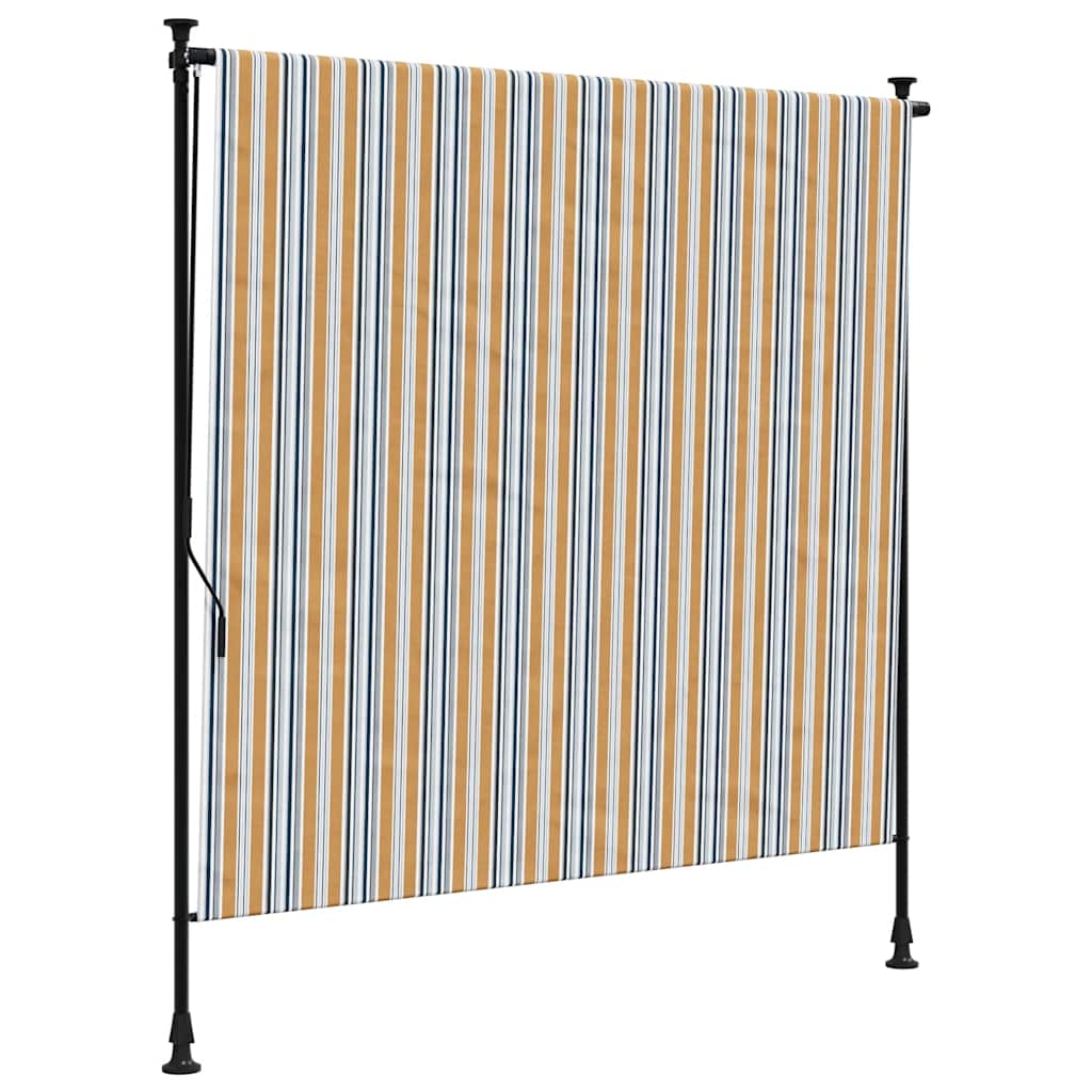 vidaXL Outdoor Roller Blind Yellow and White 150x270 cm Fabric&Steel