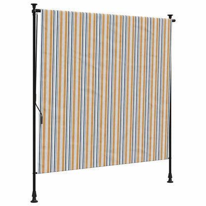 vidaXL Outdoor Roller Blind Yellow and White 150x270 cm Fabric&Steel
