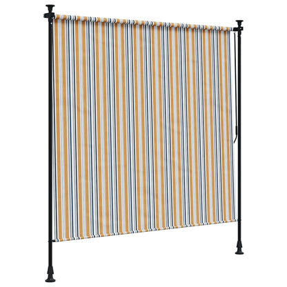 vidaXL Outdoor Roller Blind Yellow and White 150x270 cm Fabric&Steel