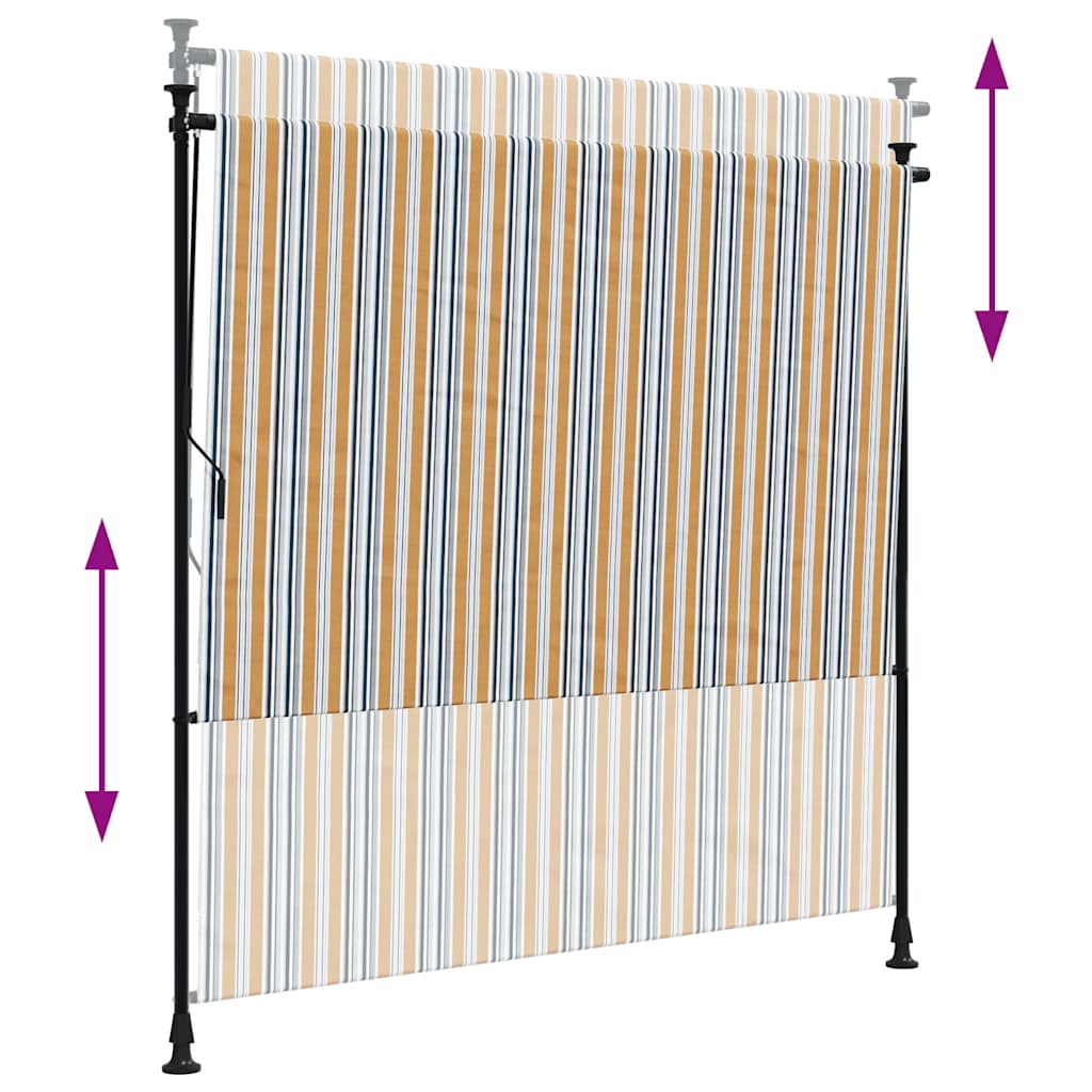 vidaXL Outdoor Roller Blind Yellow and White 150x270 cm Fabric&Steel