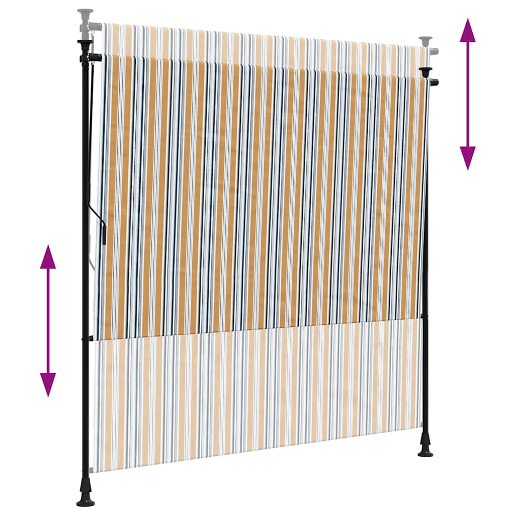 vidaXL Outdoor Roller Blind Yellow and White 150x270 cm Fabric&Steel