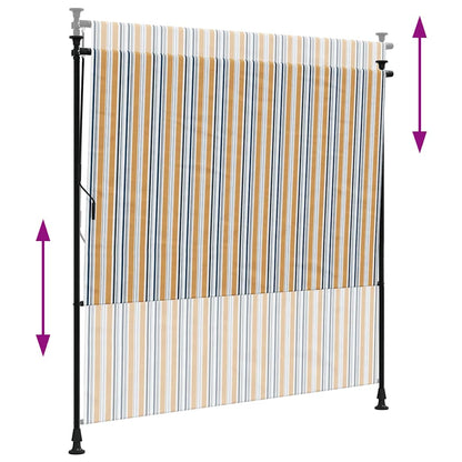 vidaXL Outdoor Roller Blind Yellow and White 150x270 cm Fabric&Steel