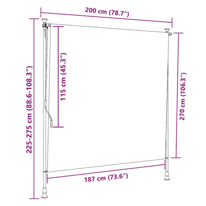 vidaXL Outdoor Roller Blind Yellow and White 200x270 cm Fabric&Steel