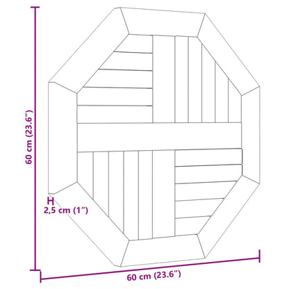 vidaXL Table Top 60x60x2.5 cm Octagonal Solid Wood Teak
