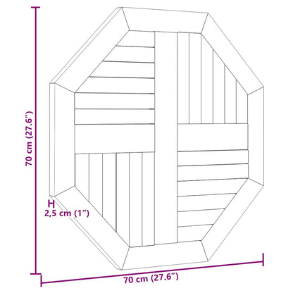 vidaXL Table Top 70x70x2.5 cm Octagonal Solid Wood Teak