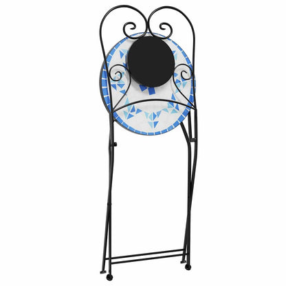 vidaXL Mosaic Bistro Set Blue and White Iron and Ceramic