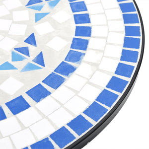 vidaXL Mosaic Bistro Set Blue and White Iron and Ceramic