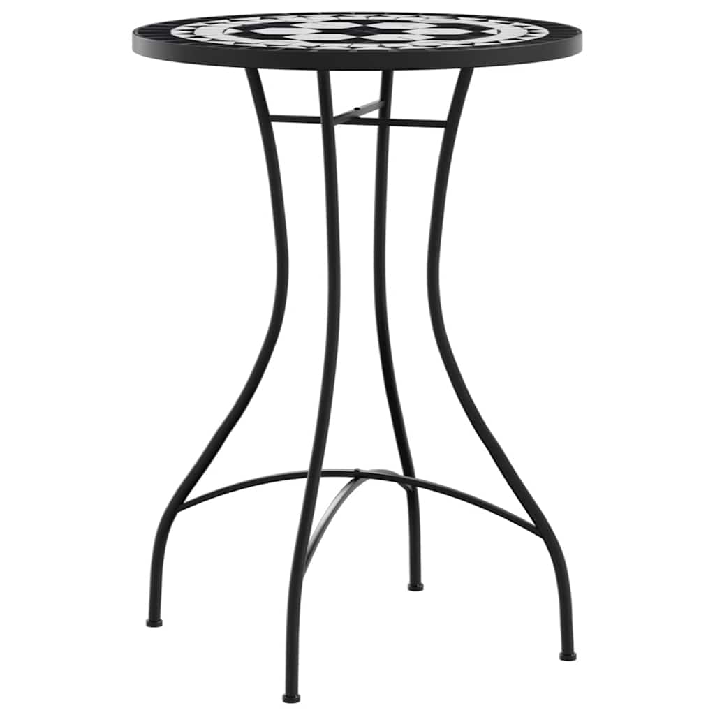 vidaXL Mosaic Bistro Set Black and White Iron and Ceramic