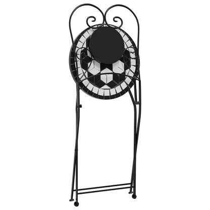 vidaXL Mosaic Bistro Set Black and White Iron and Ceramic