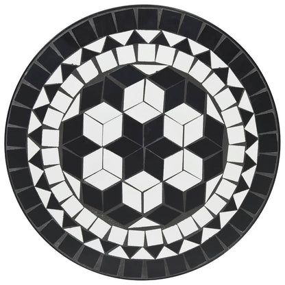 vidaXL Mosaic Bistro Set Black and White Iron and Ceramic