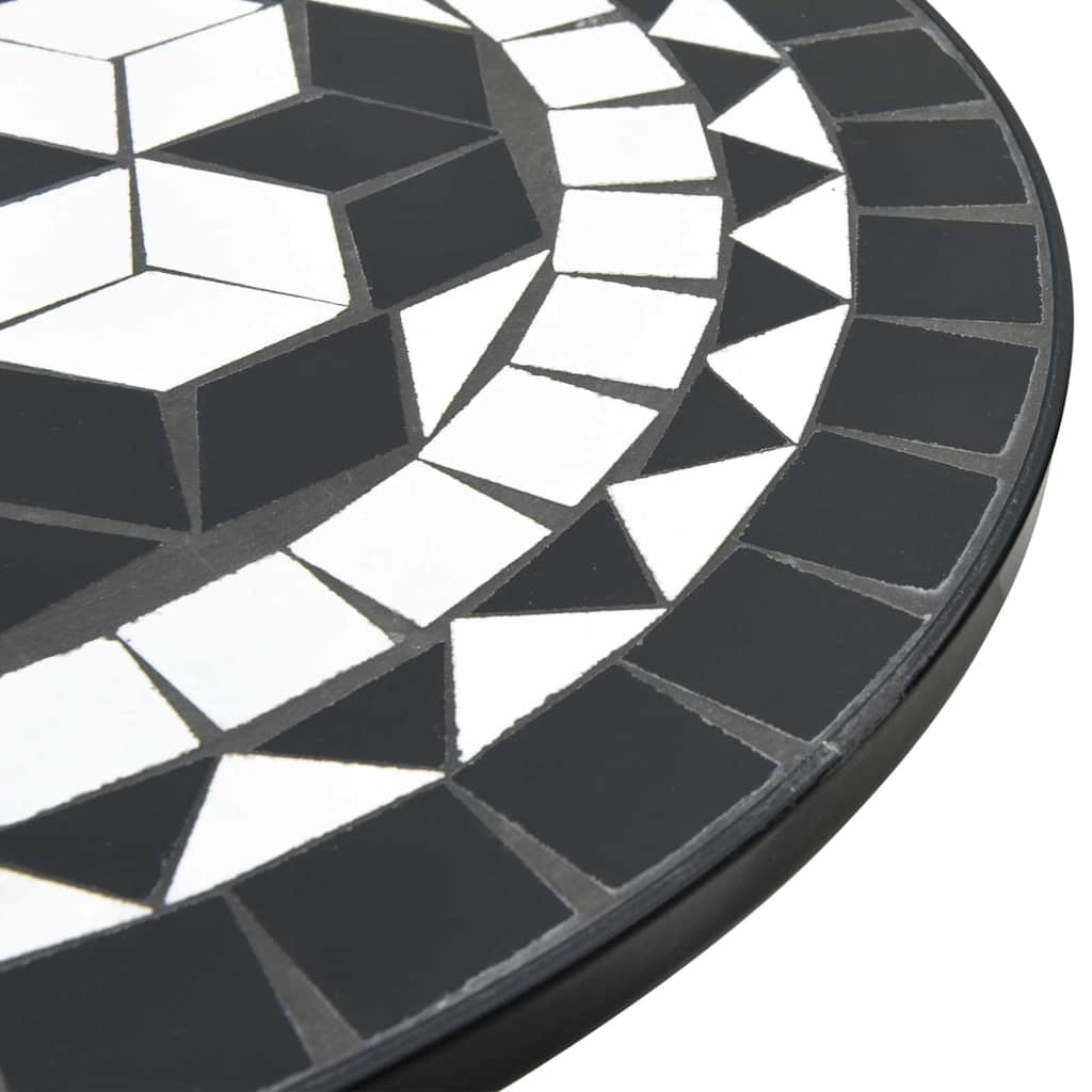 vidaXL Mosaic Bistro Set Black and White Iron and Ceramic