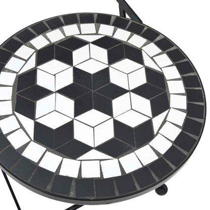 vidaXL Mosaic Bistro Set Black and White Iron and Ceramic