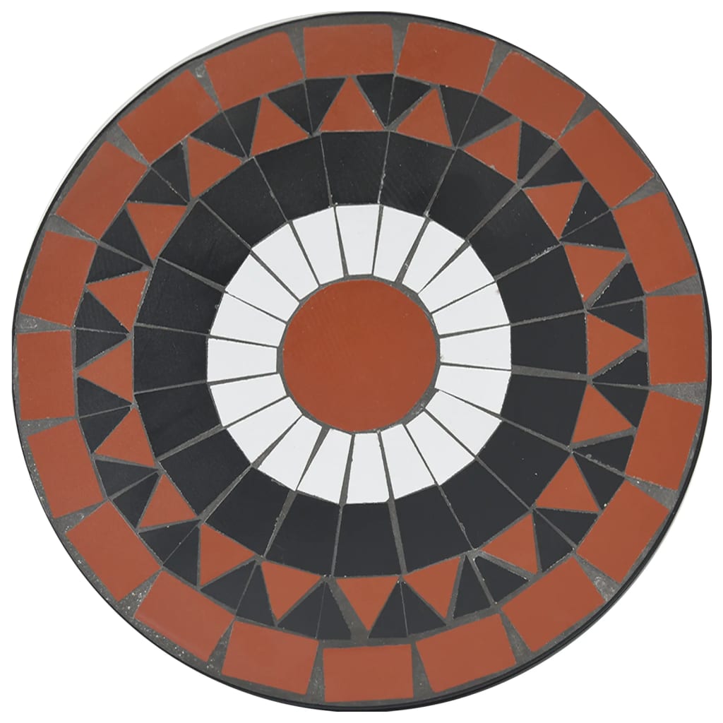 vidaXL Mosaic Bistro Set Terracotta and White Iron and Ceramic