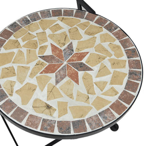vidaXL Mosaic Bistro Set Terracotta and White Iron and Ceramic