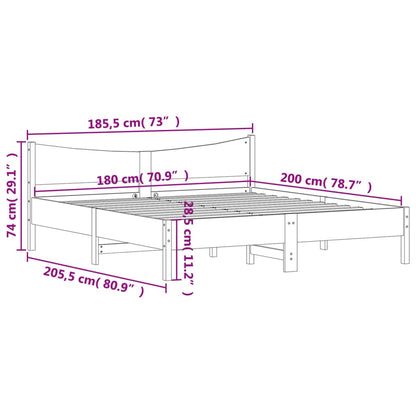 vidaXL Bed Frame without Mattress Wax Brown 180x200 cm Super King Solid Wood Pine