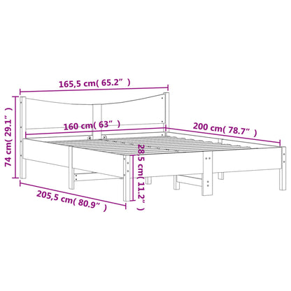 vidaXL Bed Frame without Mattress 160x200 cm Solid Wood Pine