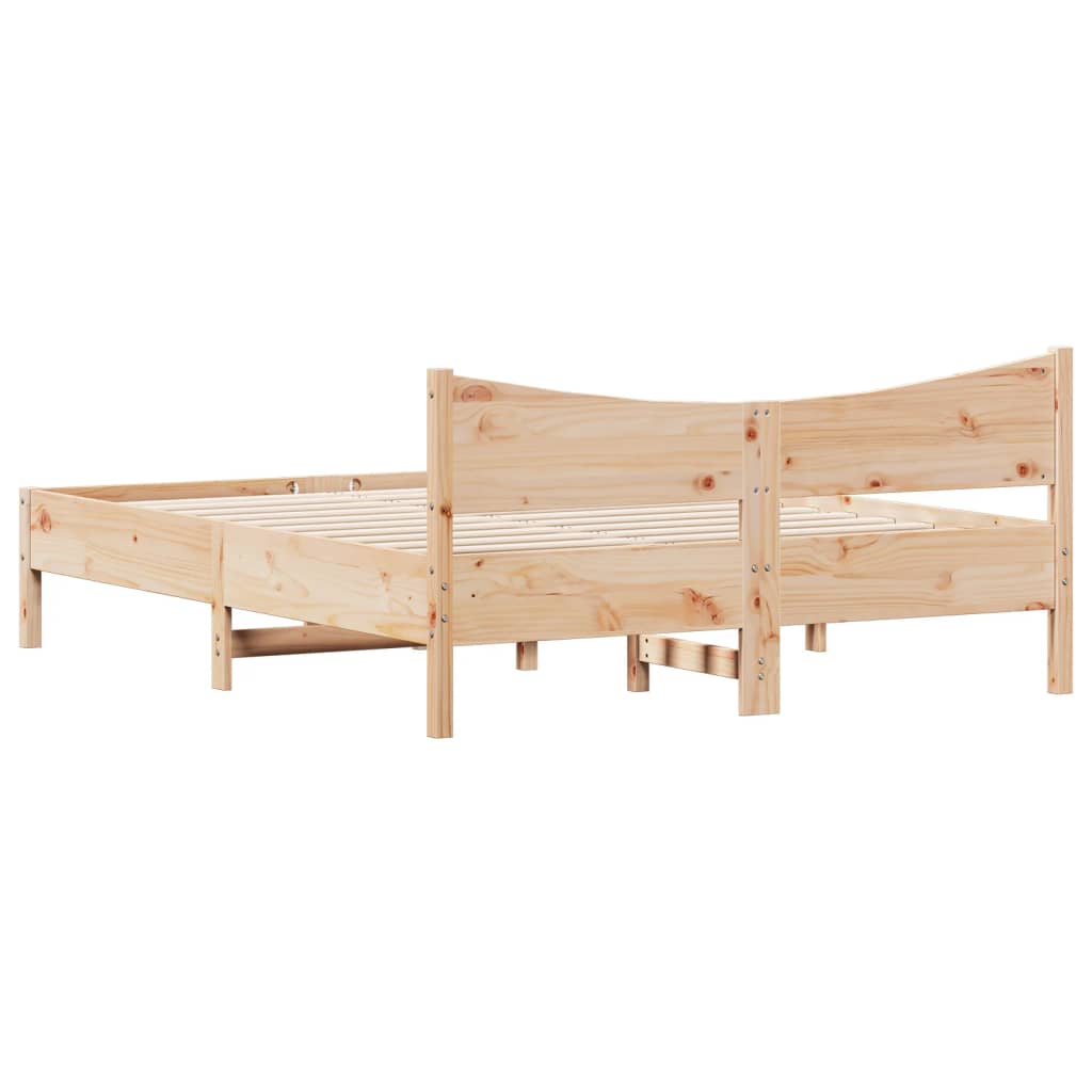 vidaXL Bed Frame without Mattress 150x200 cm King Size Solid Wood Pine