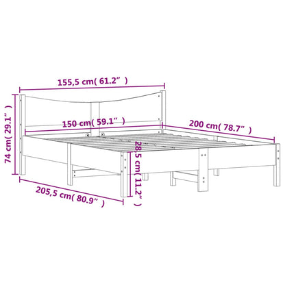 vidaXL Bed Frame without Mattress 150x200 cm King Size Solid Wood Pine