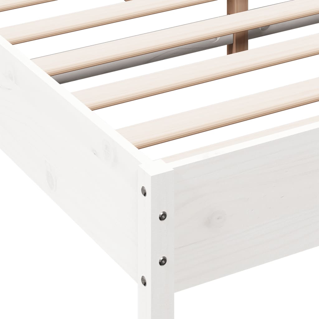 vidaXL Bed Frame without Mattress White 150x200 cm King Size Solid Wood Pine