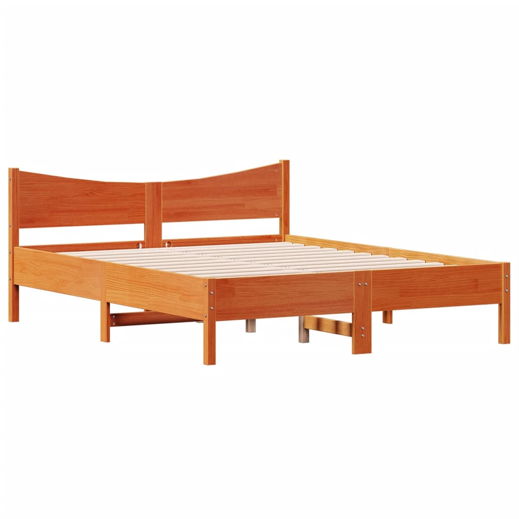 vidaXL Bed Frame without Mattress Wax Brown 150x200 cm King Size Solid Wood Pine