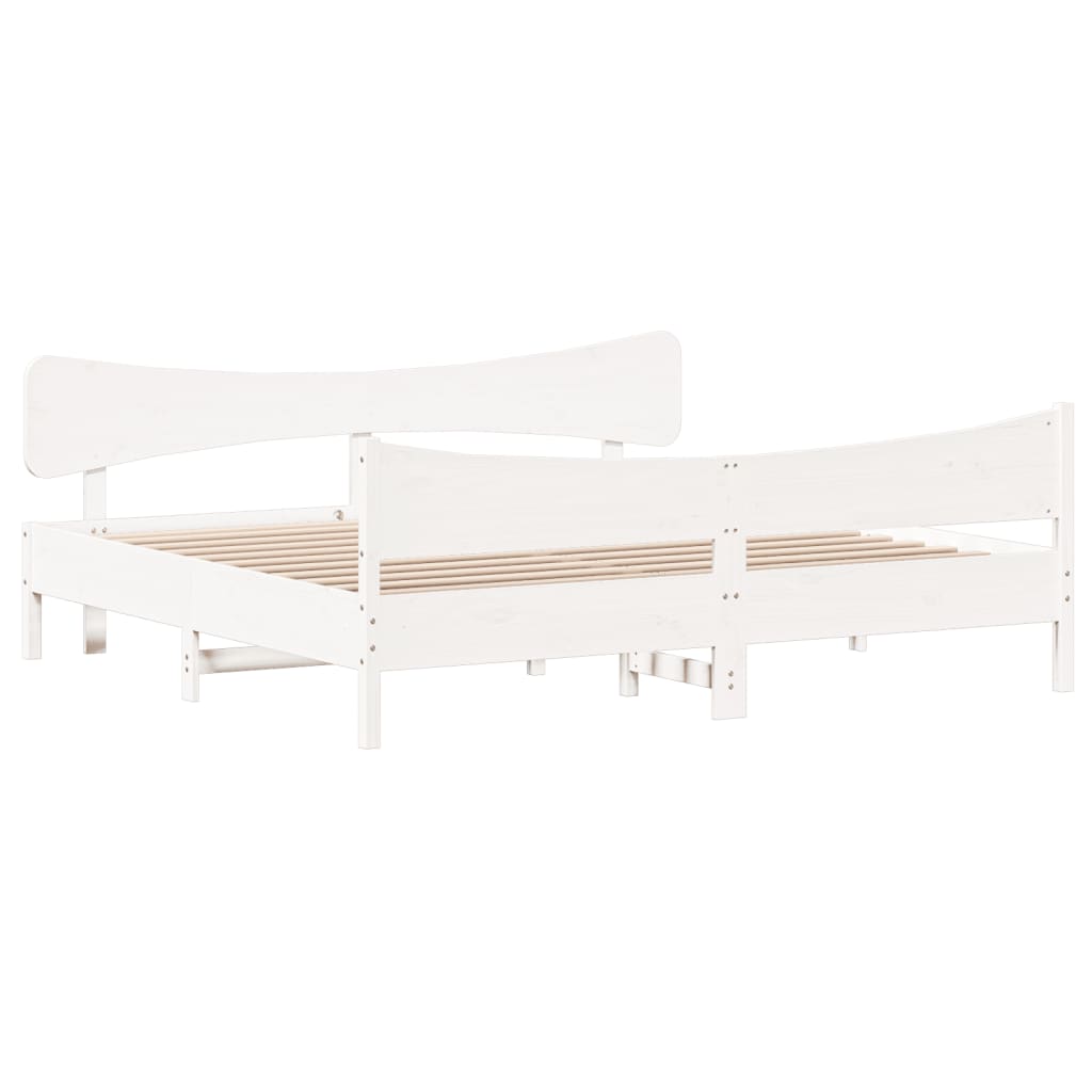vidaXL Bed Frame without Mattress White 200x200 cm Solid Wood Pine