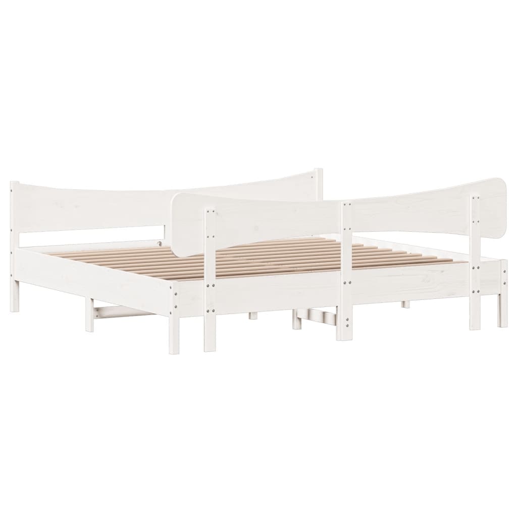 vidaXL Bed Frame without Mattress White 200x200 cm Solid Wood Pine