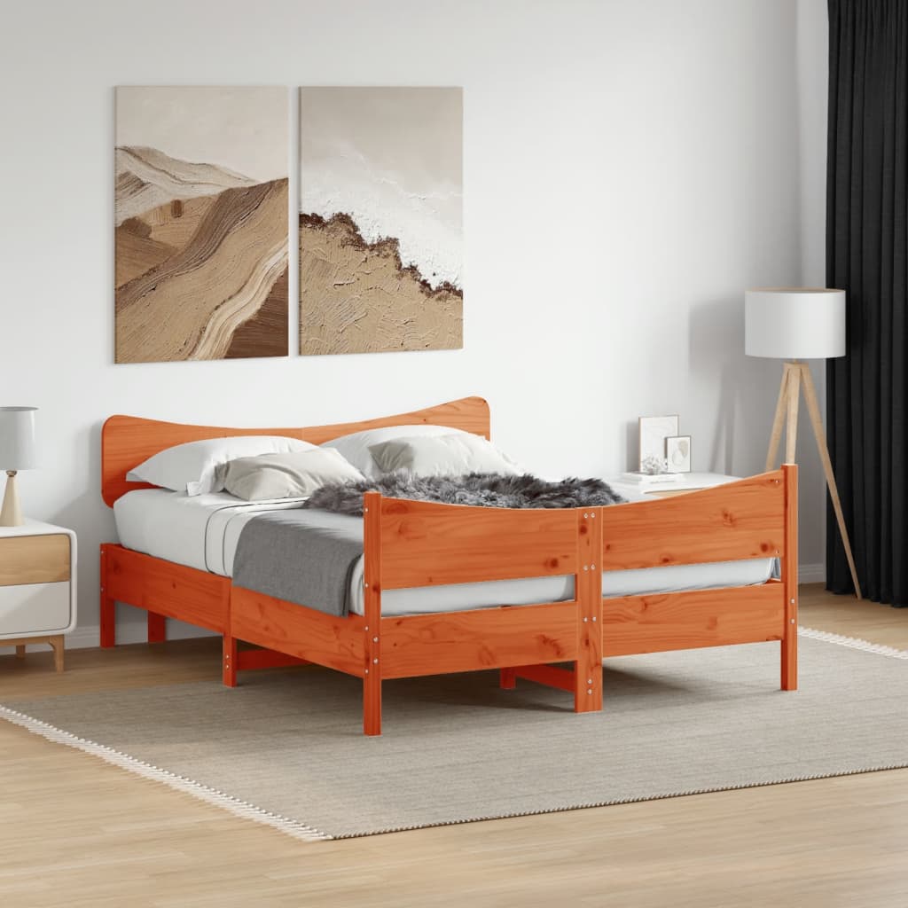 vidaXL Bed Frame without Mattress Wax Brown 160x200 cm Solid Wood Pine