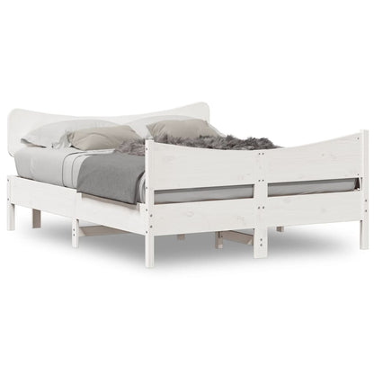 vidaXL Bed Frame without Mattress White 150x200 cm King Size Solid Wood Pine