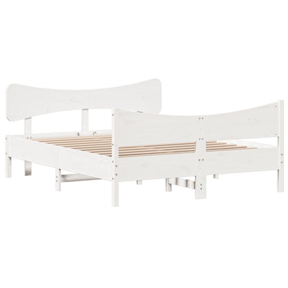 vidaXL Bed Frame without Mattress White 150x200 cm King Size Solid Wood Pine