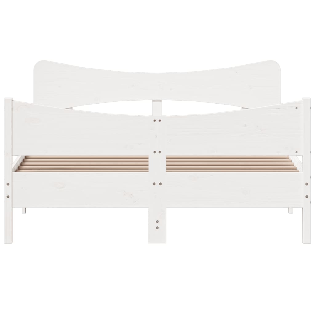 vidaXL Bed Frame without Mattress White 150x200 cm King Size Solid Wood Pine