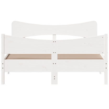 vidaXL Bed Frame without Mattress White 150x200 cm King Size Solid Wood Pine