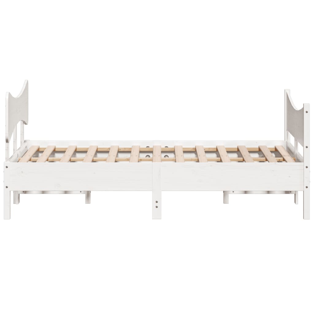 vidaXL Bed Frame without Mattress White 150x200 cm King Size Solid Wood Pine