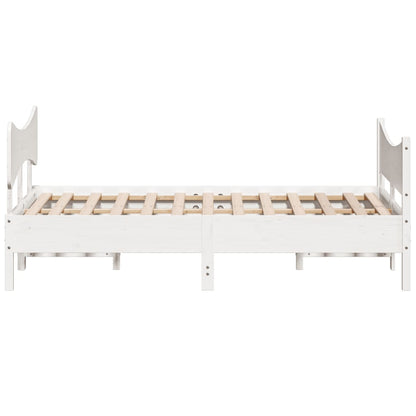 vidaXL Bed Frame without Mattress White 150x200 cm King Size Solid Wood Pine