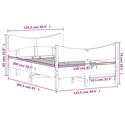 vidaXL Bed Frame without Mattress Wax Brown 120x200 cm Solid Wood Pine
