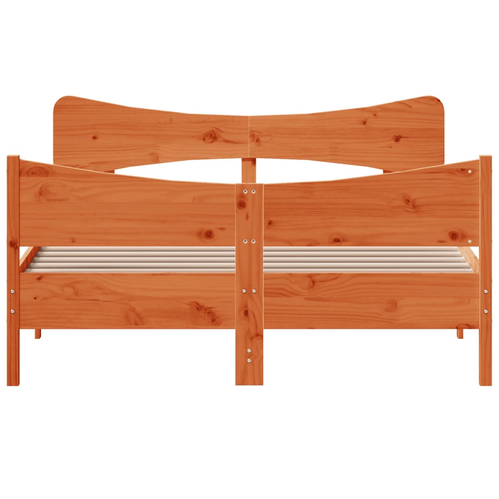 vidaXL Bed Frame without Mattress Wax Brown 140x190 cm Solid Wood Pine