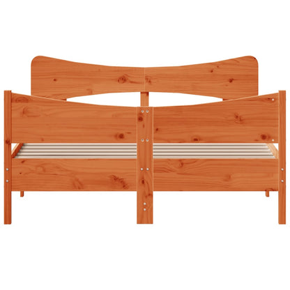 vidaXL Bed Frame without Mattress Wax Brown 140x190 cm Solid Wood Pine