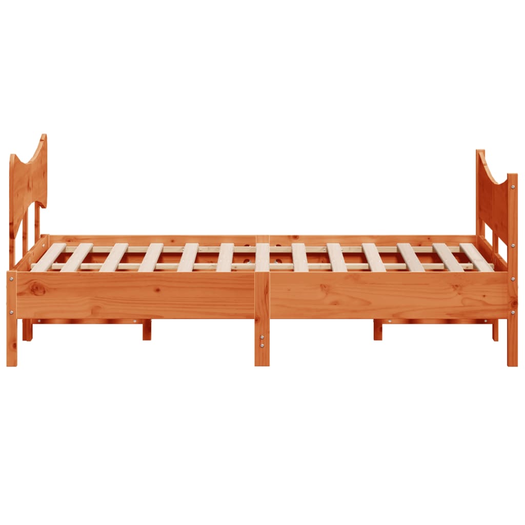 vidaXL Bed Frame without Mattress Wax Brown 140x190 cm Solid Wood Pine