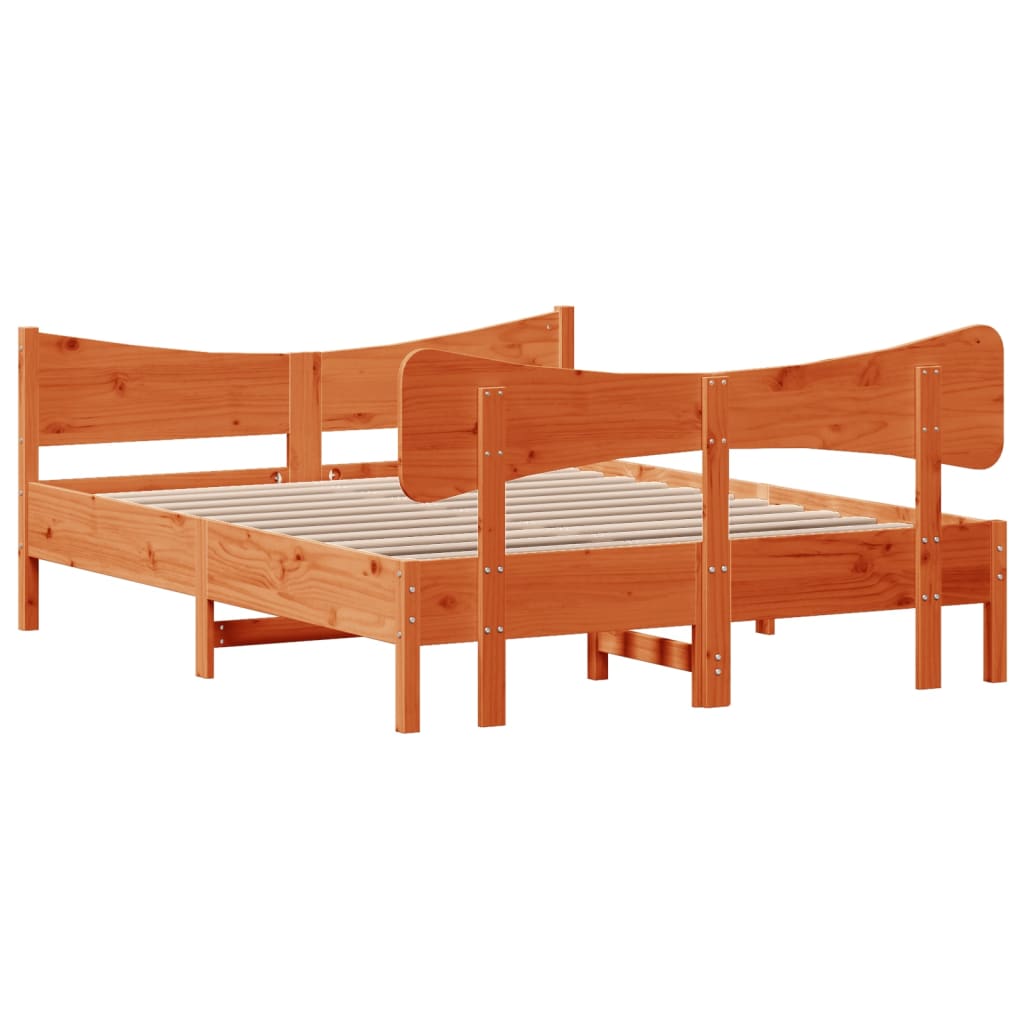 vidaXL Bed Frame without Mattress Wax Brown 140x190 cm Solid Wood Pine