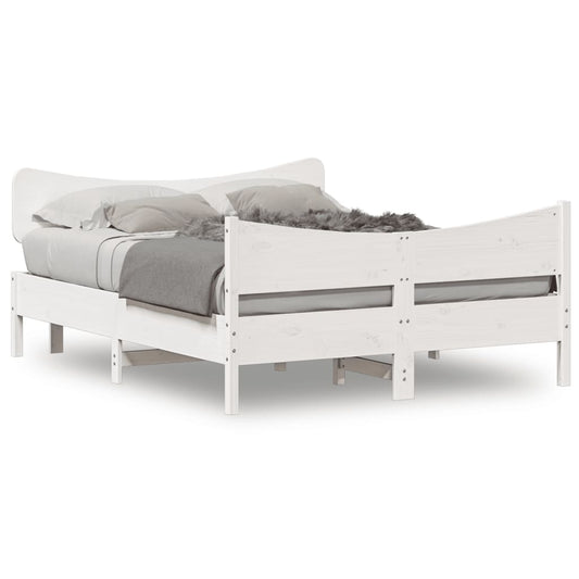 vidaXL Bed Frame without Mattress White 135x190 cm Double Solid Wood Pine