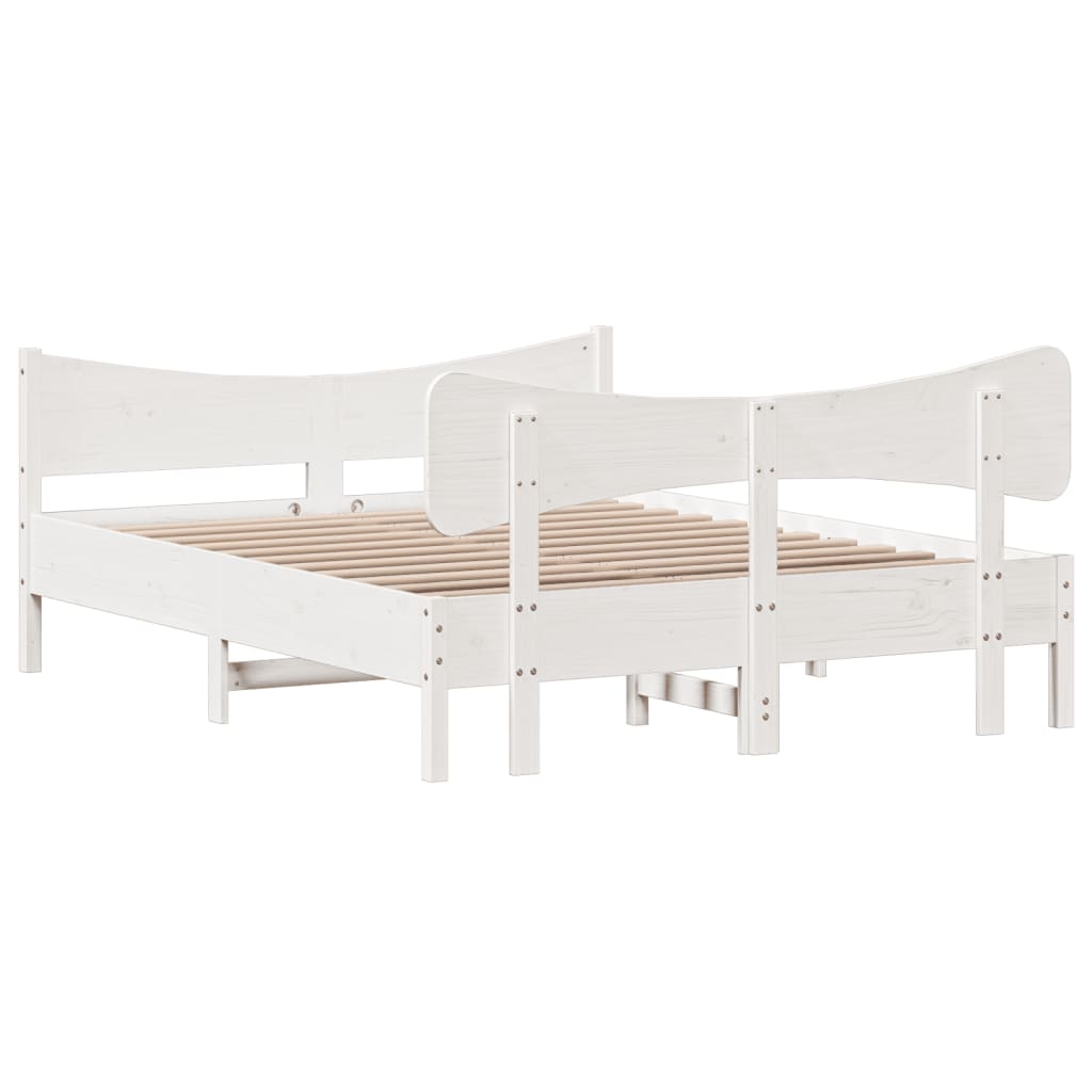 vidaXL Bed Frame without Mattress White 135x190 cm Double Solid Wood Pine