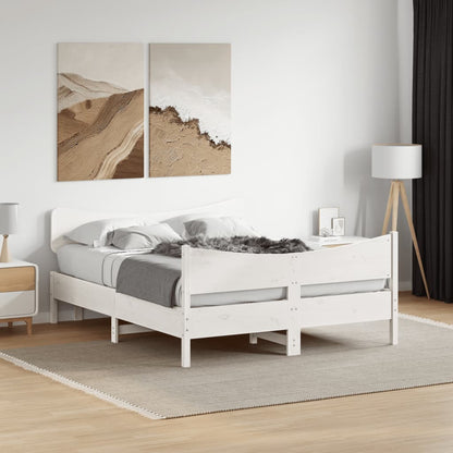 vidaXL Bed Frame without Mattress White 135x190 cm Double Solid Wood Pine